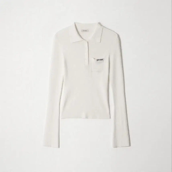 [BUNJANG] Abie Mua Ribbed Knit Polo Shirt Ivory / 새상품) 아비에무아 립드 니트 폴로 셔츠 (아이보리)