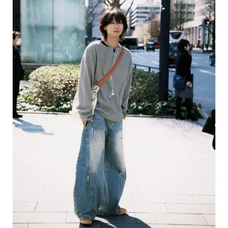 [BUNJANG] Hanabi Market Vintage Line Henely Neck (Gray) / 하나비마켓 빈티지 라인 헨리넥 (그레이)