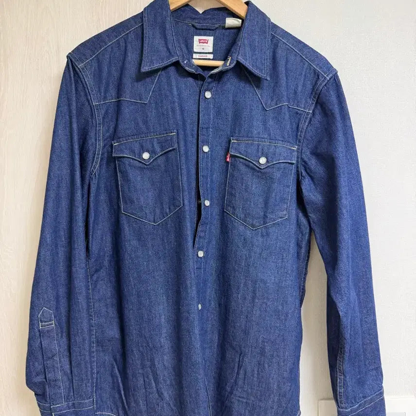 [BUNJANG] Levi's Men's Raw Denim Western Shirt / [M] 리바이스 남자 생지 데님 웨스턴 셔츠