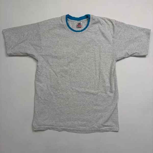 [BUNJANG] 90s Fruit of the Loom Double Layer Blank T-Shirt (Grey/Blue) / 90s Double Layer Blank Tee (grey/blue)