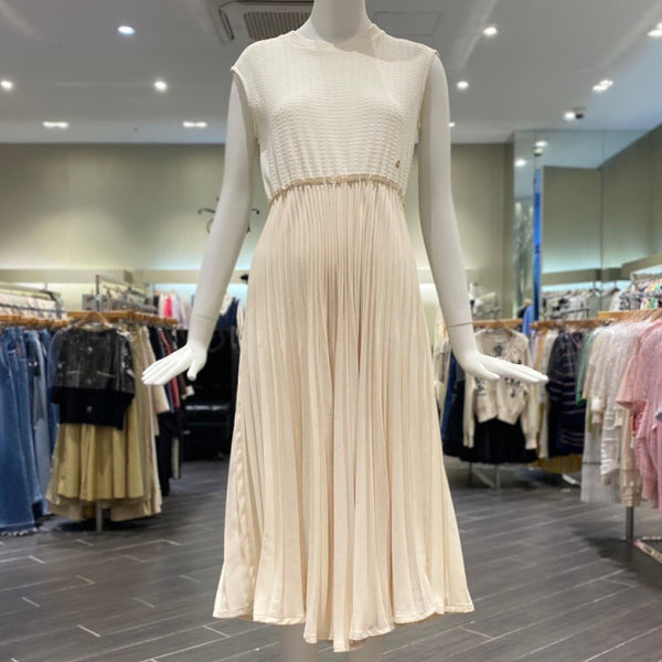 [BUNJANG] O'2nd Pleated Long Knit Dress Cream / 오즈세컨 플리츠 롱 원피스 상태최상