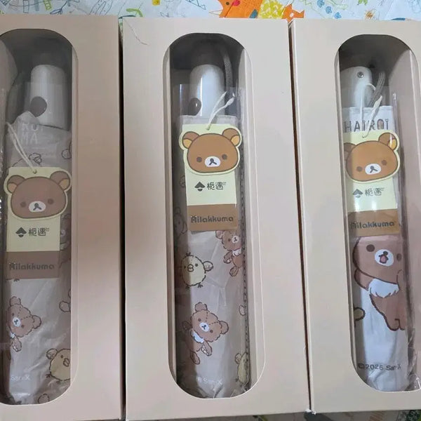 [BUNJANG] Rilakkuma Automatic Folding Umbrella Set / 리락쿠마 자동 접이식 우산 세트