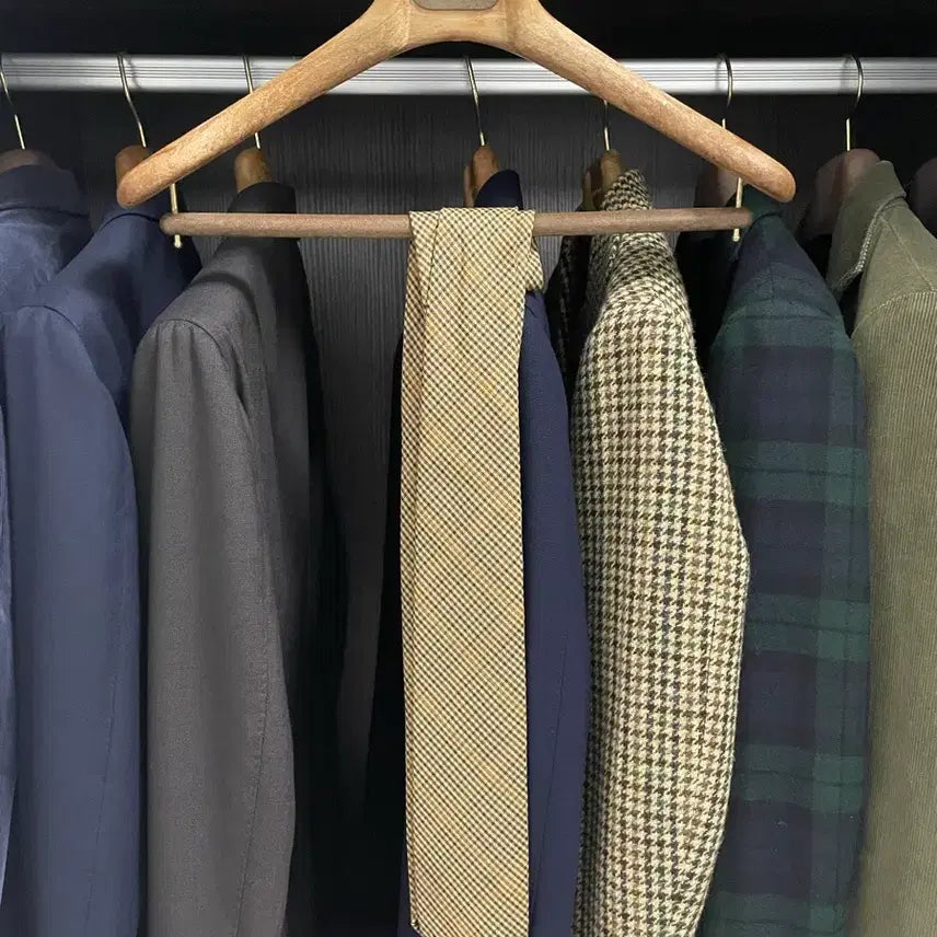 [BUNJANG] Andreas Seoul Huddersfield Beige Check Three-Fold Tie / 안드레아서울 하더스필드 베이지 체크 쓰리폴드 타이