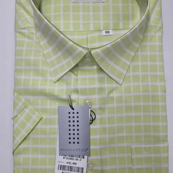 [BUNJANG] Domestic Pastel Green Check Short-Sleeve Shirt (New) / 국산 파스텔그린 체크 반팔 셔츠 새상품