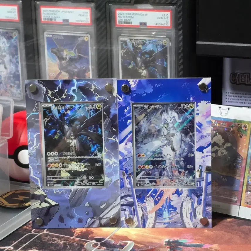 [BUNJANG] Japanese Pokemon Card Reshiram AR & Zekrom AR Set w/ Frame / 액자포함 ) 일본판 포켓몬 카드 레시라무ar 제크로무 ar 일괄