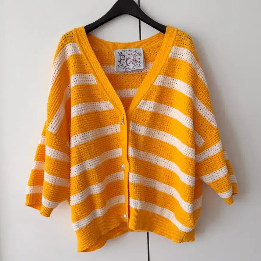 [BUNJANG] O'2nd Striped Knit Cardigan (Yellow) Size 85 / O'2nd 스트라이프 니트 가디건 (옐로우)85 상태최상