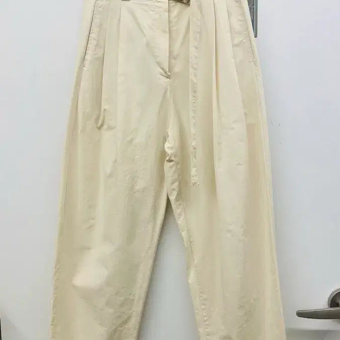 [BUNJANG] Beige Cotton Pants with Belt / 베이지색 면바지 벨트 포함