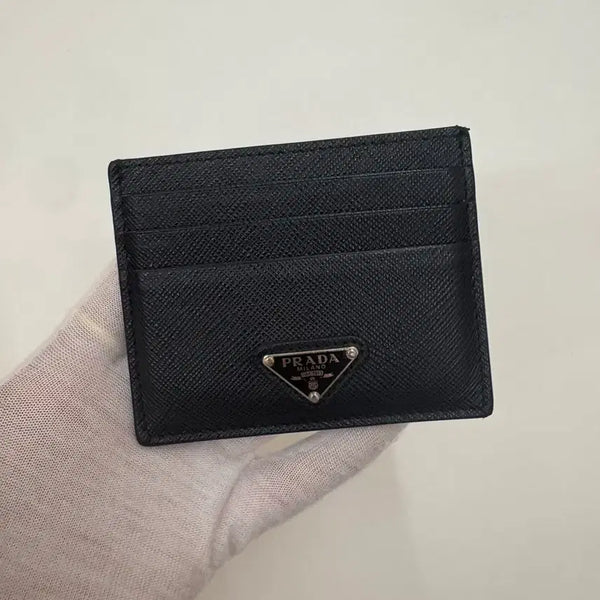 [BUNJANG] Prada Saffiano Card Holder Silver Black / [OS] 프라다 사피아노 카드지갑 은장 블랙