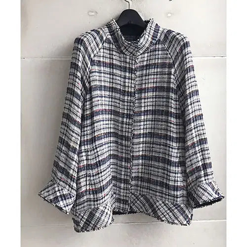 [BUNJANG] GIVY Navy Check Zip-Up Tweed Jacket (Spring/Fall) / GIVY 정품/2020 - 통통55/새거수준