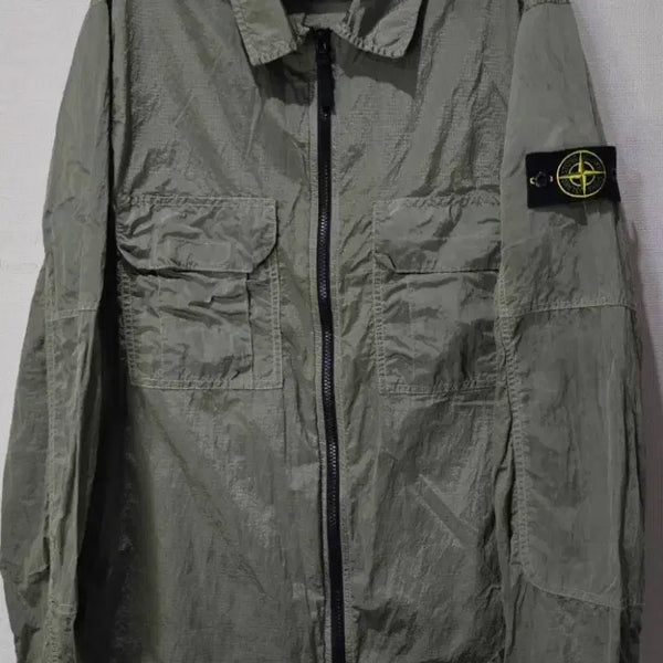 [BUNJANG] Stone Island Nylon Metal Khaki Overshirt Jacket L / 정품 스톤아일랜드 나일론메탈 카키 오버셔츠 자켓100/L