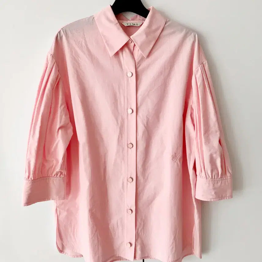 [BUNJANG] TIME by Handsome Puff Sleeve Cotton Shirt (Light Pink) / 한섬 TIME 퍼프 슬리브 코튼 셔츠 (라이트 핑크) 상태최상