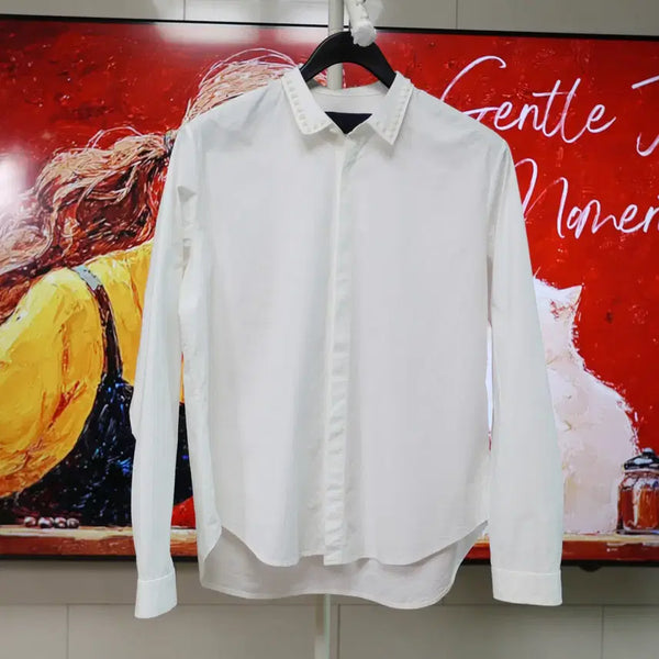 [BUNJANG] JUUN.J White Studded Collar Minimalist Hidden Placket Shirt / 심플한데 가까이 보면 더 예쁜 준지 셔츠유