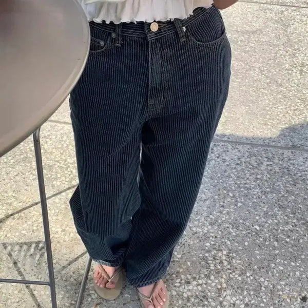 [BUNJANG] Lily Cots Billie Stripe Denim Pants (S) / 릴리코츠 빌리 스트라이프 데님 팬츠 (s)