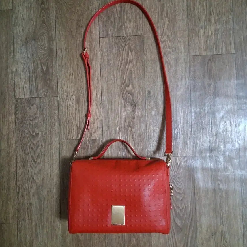 [BUNJANG] Couronne Red Ostrich Crossbody Bag / 쿠론 레드 오스트리치  크로스백(무료배송)