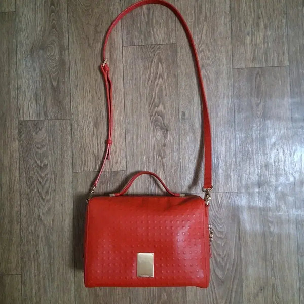 [BUNJANG] Couronne Red Ostrich Crossbody Bag / 쿠론 레드 오스트리치  크로스백(무료배송)