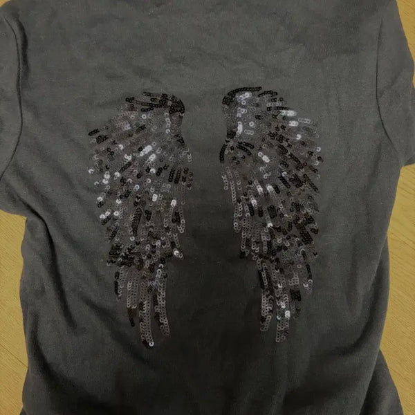 [BUNJANG] Subdued Angel Sequin T-Shirt Navy S / 섭듀드 엔젤 스팽글 티셔츠 네이비s