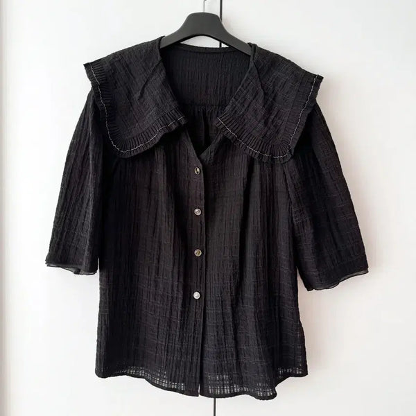[BUNJANG] SJSJ Sailor Collar Blouse Black / 한섬 SJSJ 빅 세일러 카라 블라우스 (블랙) 상태최상