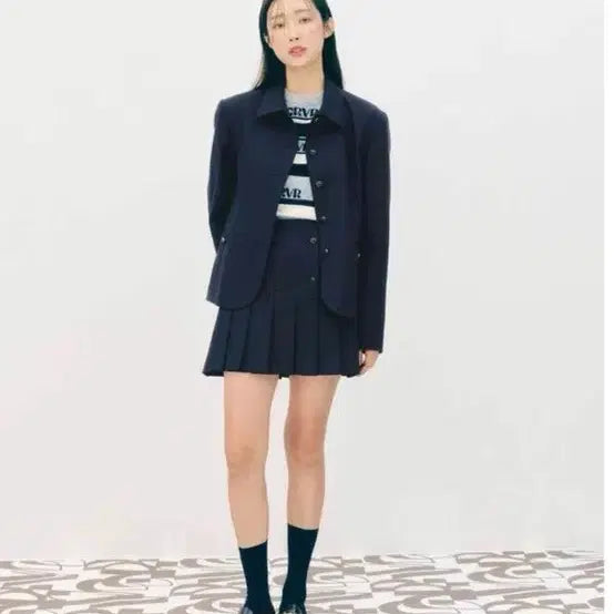 [BUNJANG] Grove Mare Pleated Mini Skirt Navy / 그로브 Mare 플리츠스커트 네이비