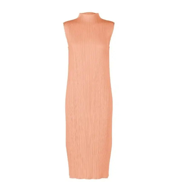 [BUNJANG] Pleats Please July Semi-Turtleneck Sleeve Dress Pale Orange / 플리츠플리즈 7월 반목 슬리브 원피스 페일오렌지