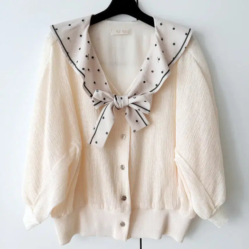 [BUNJANG] SJSJ Dot Sailor Collar Knit Cardigan / SJSJ 도트 세일러 카라 니트 가디건 상태최상