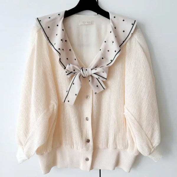 [BUNJANG] SJSJ Dot Sailor Collar Knit Cardigan / SJSJ 도트 세일러 카라 니트 가디건 상태최상
