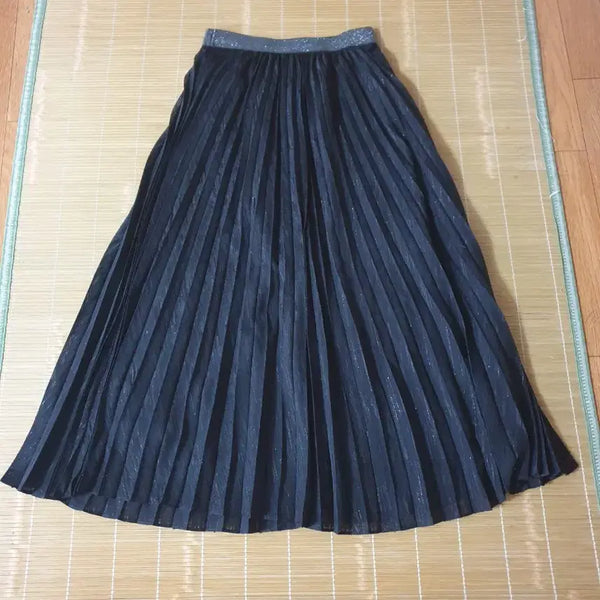 [BUNJANG] Black Pleated Long Skirt / 블랙 플리츠 롱 스커트 F