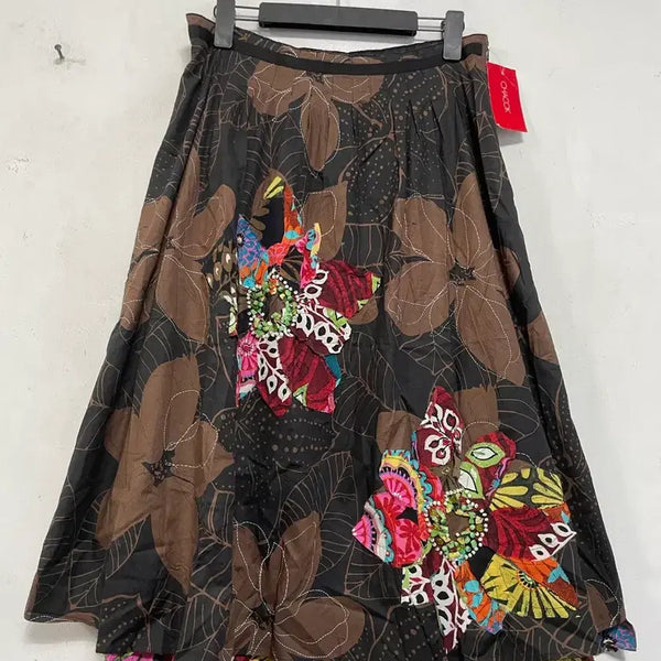 [BUNJANG] CHACOK Stud Patch Detail Silk Blend Long Skirt / 택ㅇ특가새)N6689 CHACOK 스터드패치장식 실크배색 롱 스커트