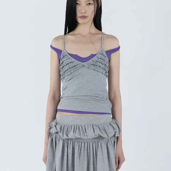 [BUNJANG] Seric Frill Bustier Sleeveless Gray / 세릭 Frill Bustier Sleeveless _ Gray
