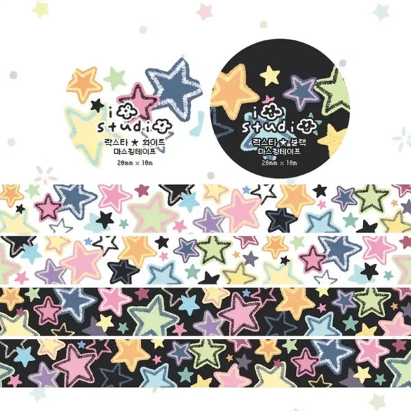 [BUNJANG] IOS Studio Rockstar White Black Masking Tape Set / 아이오스튜디오 락스타 화이트 블랙 마스킹테이프 마테띵 다꾸 스티커