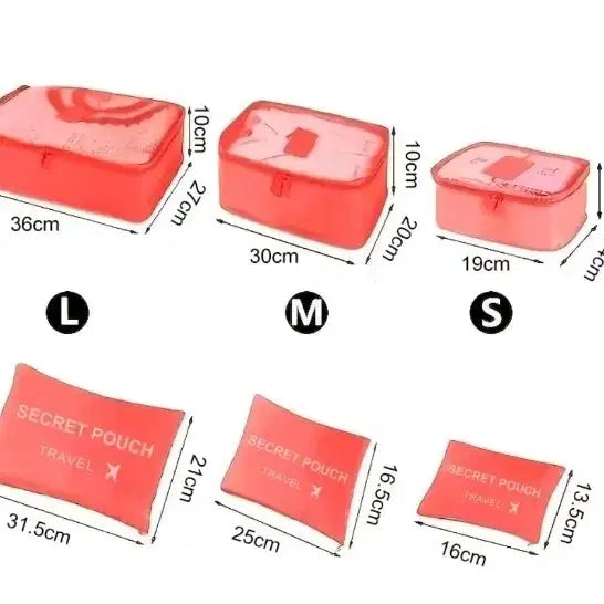 [BUNJANG] Travel Pouch Set (6 pcs) - Navy / 여행용 파우치 세트 6종.네이비 색상