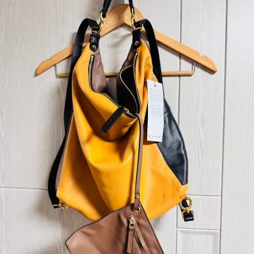 [BUNJANG] Marni Yellow/Black Leather Shoulder Bag / 마르니 옐로우/블랙 숄더백 새상품 "정품"
