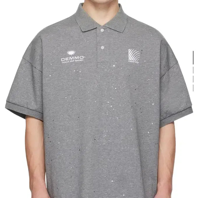 [BUNJANG] Demmo Grey Glitter Polo Shirt / Demmo 그레이 글리터 폴로 셔츠