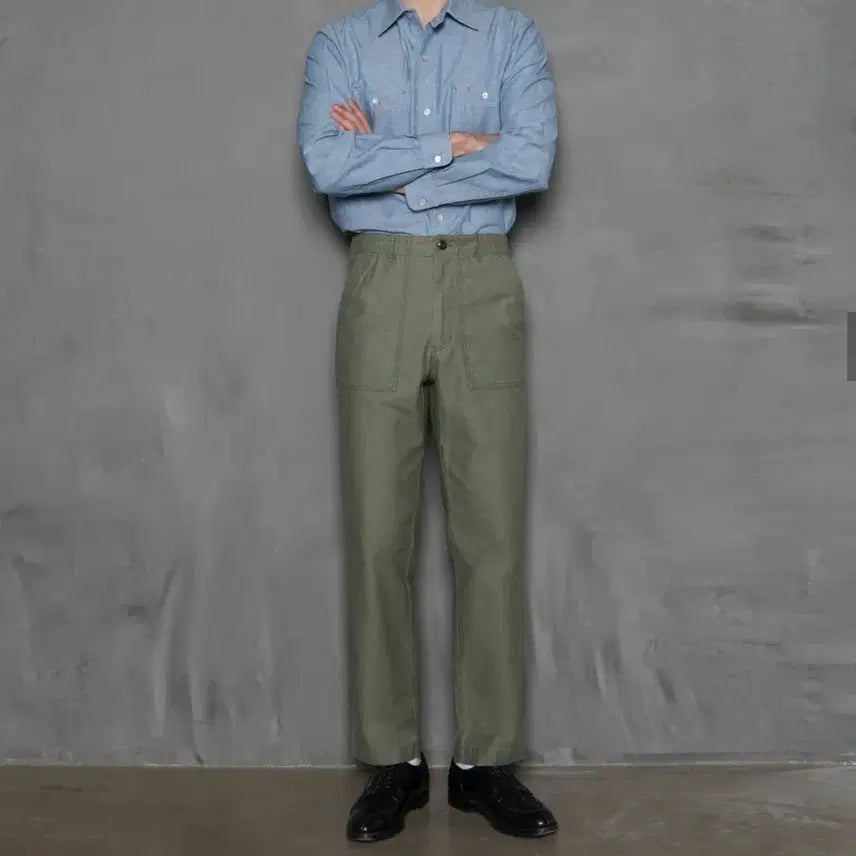 [BUNJANG] Bantz Back Satin Olive Fatigue Pants Size 32 / 반츠 백사틴 올리브 퍼티그 팬츠 32 팔아요!