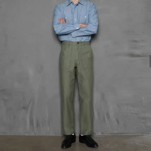[BUNJANG] Bantz Back Satin Olive Fatigue Pants Size 32 / 반츠 백사틴 올리브 퍼티그 팬츠 32 팔아요!
