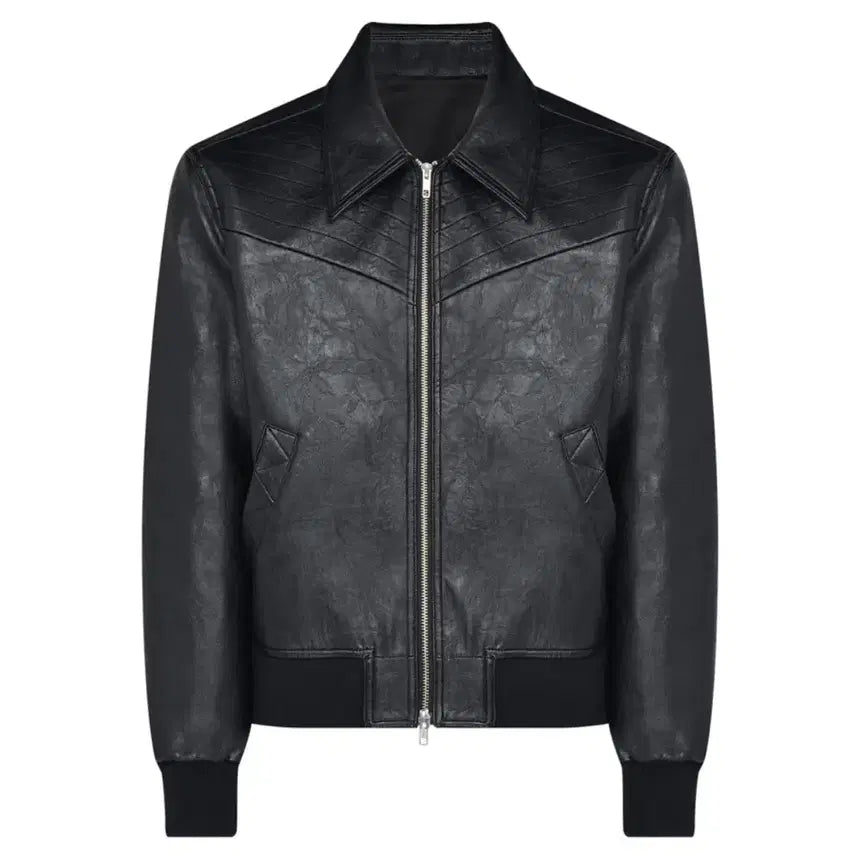 [BUNJANG] ELMOD Cats Mark Leather Jacket Black / (48) 엘무드 캣츠 마크 레더 재킷 블랙