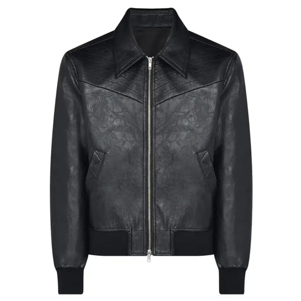 [BUNJANG] ELMOD Cats Mark Leather Jacket Black / (48) 엘무드 캣츠 마크 레더 재킷 블랙