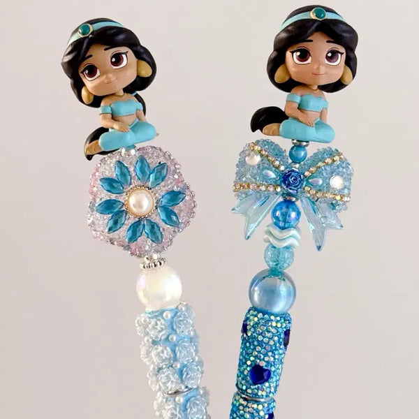 [BUNJANG] Disney Princess Aladdin Jasmine Handmade Figure Ballpoint Pens (2 Types) / 디즈니프린세스 알라딘 자스민 수제볼펜 2종
