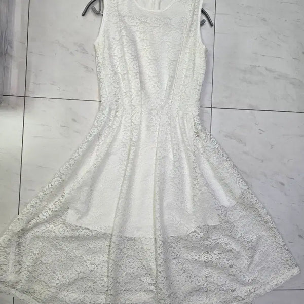 [BUNJANG] Digue White Lace Sleeveless Dress / 화이트 레이스 민소매 원피스