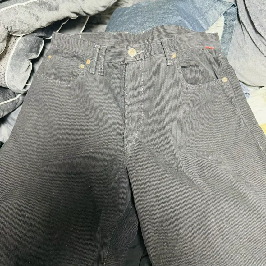 [BUNJANG] Anachronorm Corduroy 5-Pocket Wide Black Pants (34) / 아나크로놈 코듀로이 5포켓 와이드 블랙 팬츠 34