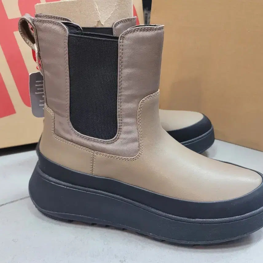 [BUNJANG] Fitflop F-Mode Leather Boots FFSO3F606 UK070 Beige / 새상품  핏플랍 F-모드 레더 부츠 FFSO3F606 UK070
