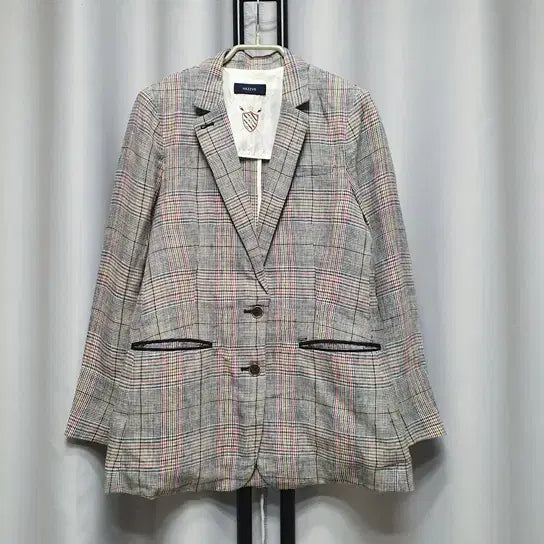 [BUNJANG] Hazzys Ladies Linen Check Collar Jacket / 헤지스 레이디스 린넨 체크 카라 자켓