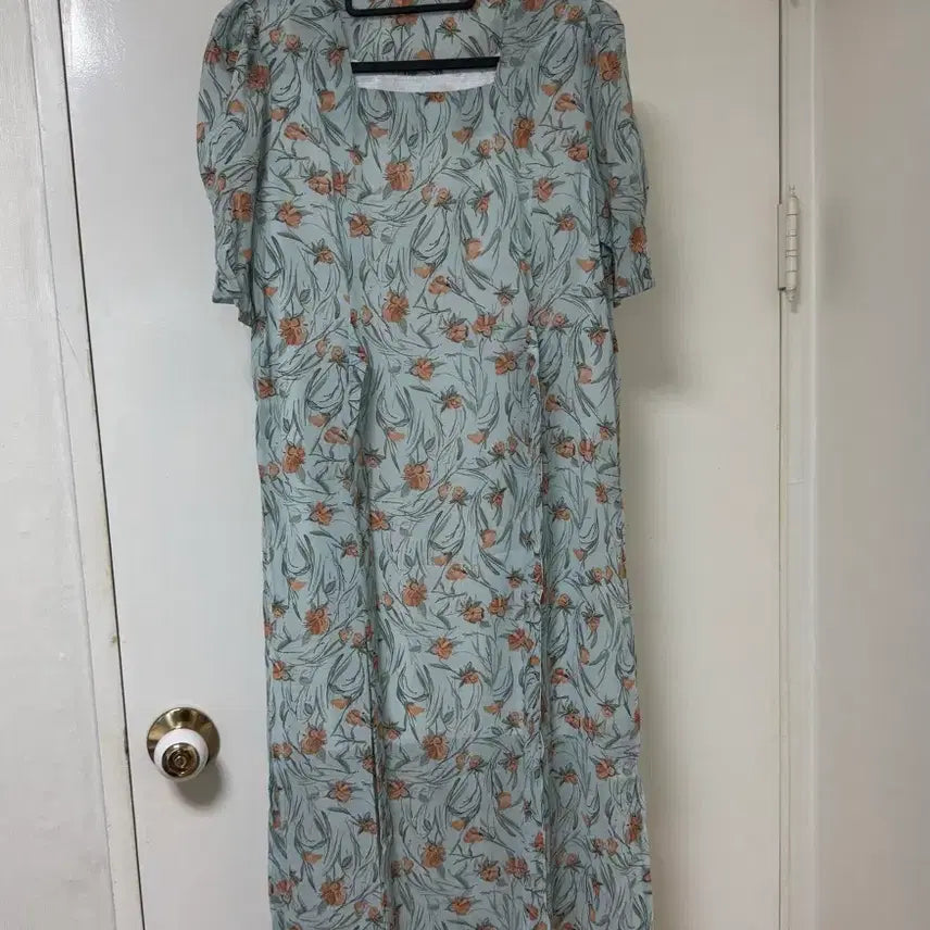 [BUNJANG] Sky Blue Mint Flower Dress / 하늘색 민트 플라워 원피스 (새상품)