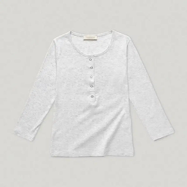 [BUNJANG] Smoothmood Button Tee Mel Gray 3/4 Sleeve / (새상품) 스무드무드 Button Tee Mel Gray 7부티