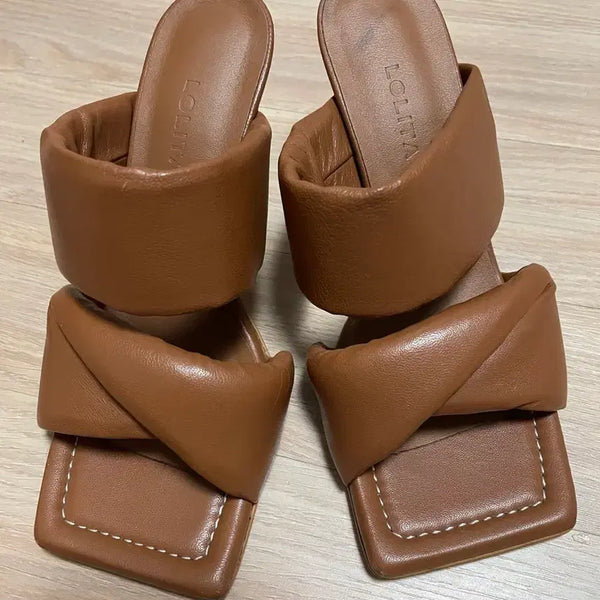 [BUNJANG] Brown Suede Heeled Sandals - Size 235 / 브라운 샌들 235