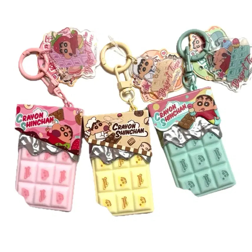 [BUNJANG] Crayon Shin-chan Chocolate Squishy Clacker Keychain / (초신상)짱구 딸기/민트/바닐라 초콜릿  말랑이 똑딱이 딸깍이 키링