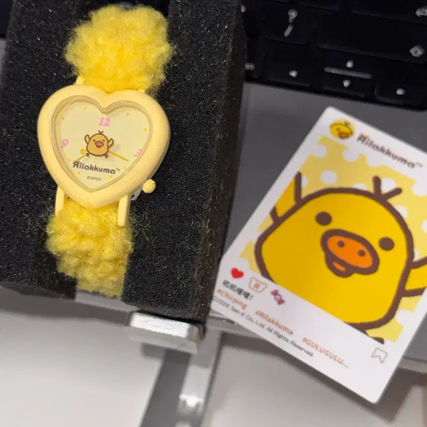 [BUNJANG] Rilakkuma Box Fun Kiiroitori Fuzzy Wristwatch / 리락쿠마 박스펀 키이로이토리 뽀글 손목시계
