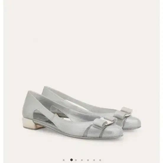 [BUNJANG] Salvatore Ferragamo Vara Bow Jelly Ballet Flats Silver (245) / 페라가모 바라 보우 젤리 발레 플랫 발레리나 레인슈즈 245실버