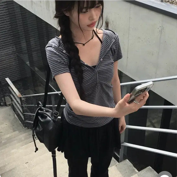 [BUNJANG] Anyonemore Slim Fit Feminine Style T-Shirt / 애니원모어 슬림여리핏 여자되는옷