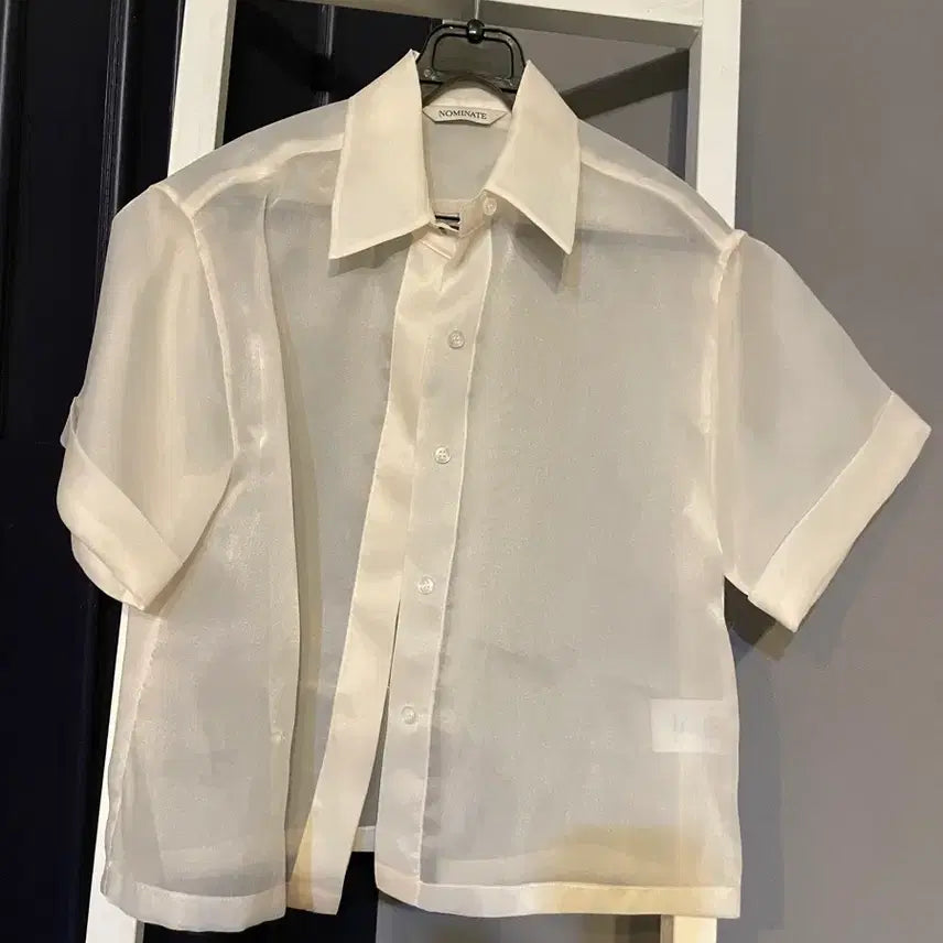 [BUNJANG] Nominattee Organza Blouse Pearl Ivory / 노미나떼 오간자 블라우스 펄아이보리 미색