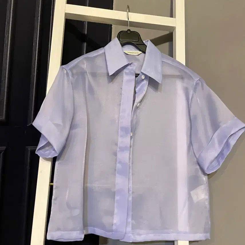 [BUNJANG] Nominate Organza Blouse Blue / 노미나떼 오간자 블라우스 블루